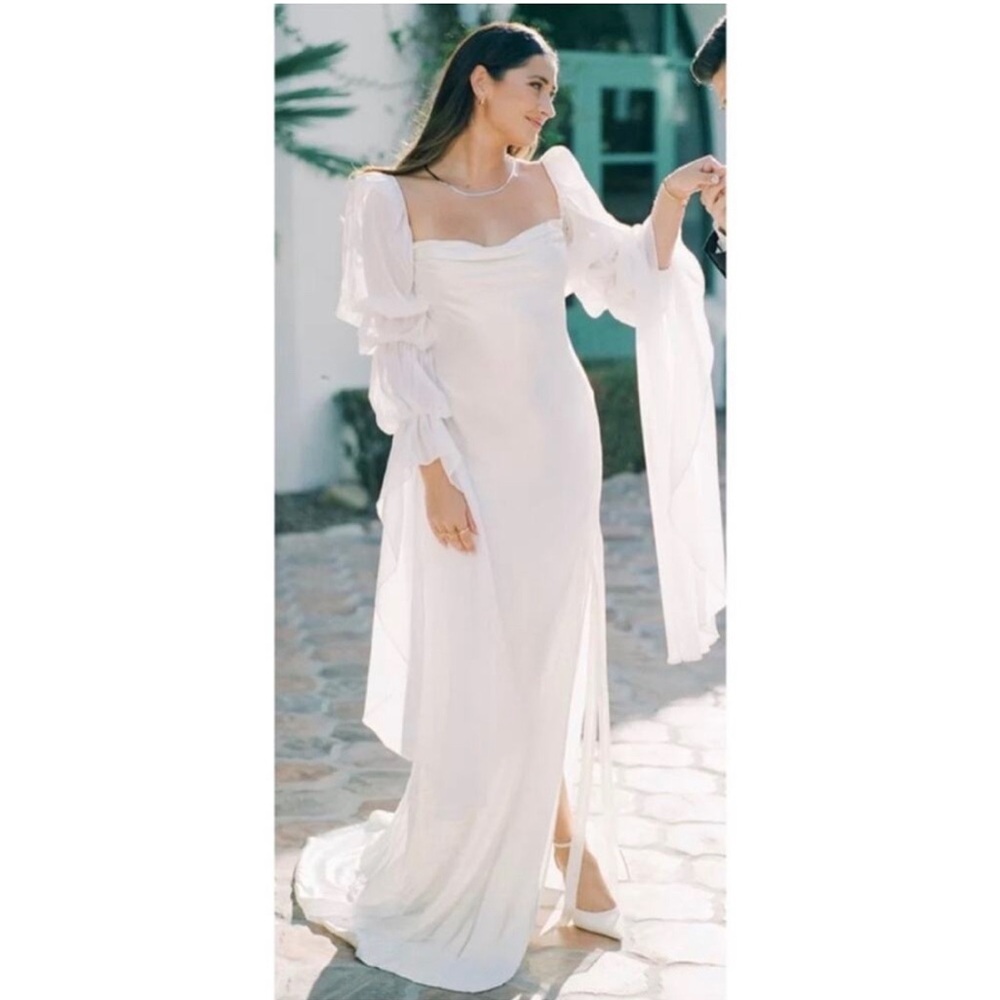NWT For Love and Lemons X Revolve Willow Bridal Gown Long Dress White Size Large - Picture 11 of 14